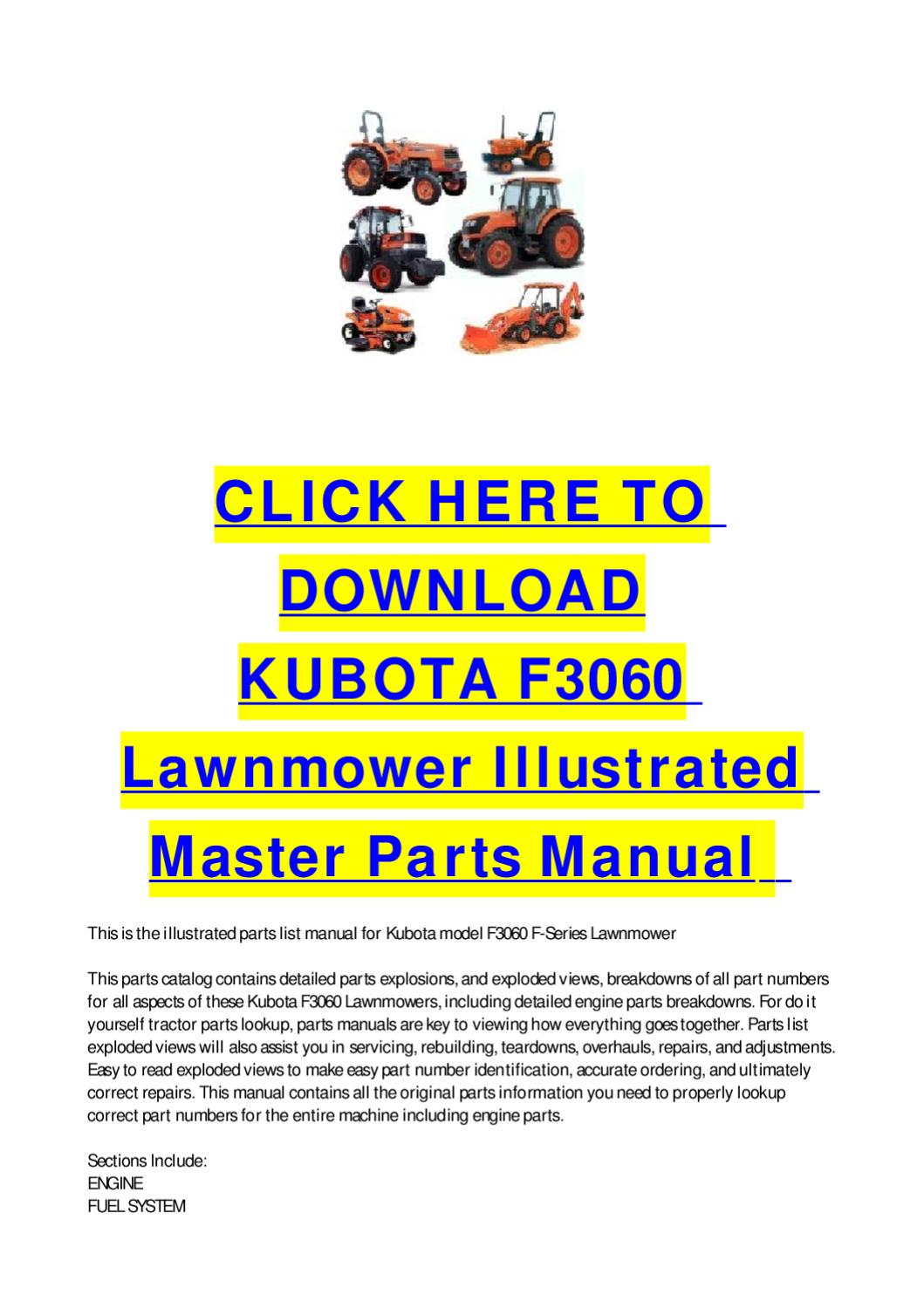 Kubota F3060 Owners Manual